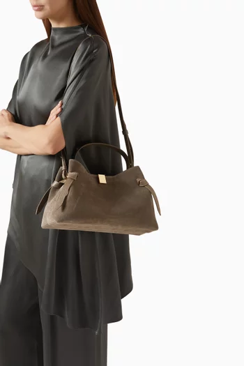 Small Gyoza Top-handle Bag in Suede
