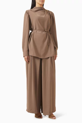 طقم بنطال بحزام قابل للربط