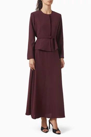 طقم جاكيت بحزام وتنورة