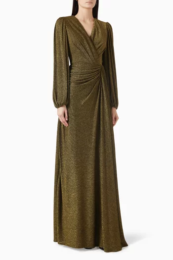 V-neck Gathered Dress