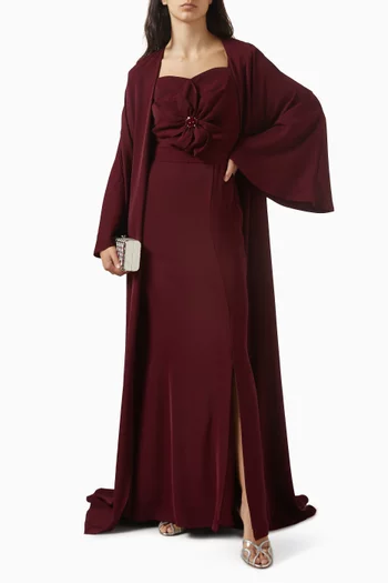 Floral-applique Kaftan & Dress Set