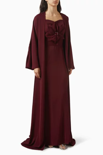 Floral-applique Kaftan & Dress Set