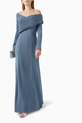 Asymmetrical-neckline Maxi Dress