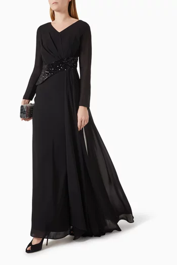 Embellished Waist Maxi Dress