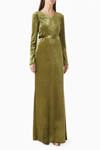 Embellished Dress in Stretch-velvet