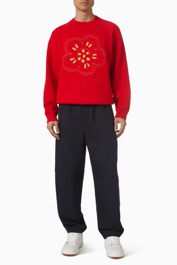 سترة مزينة بزهرة بوكي صوف