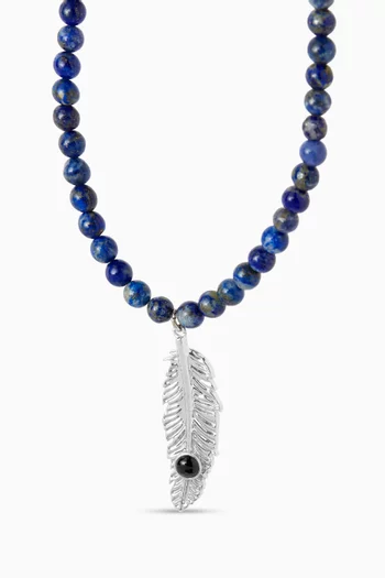 Feather Beaded Necklace in Sterling Silver