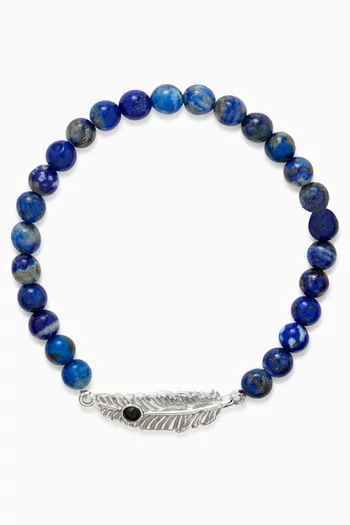 Feather Beaded Bracelet in Sterling Silver