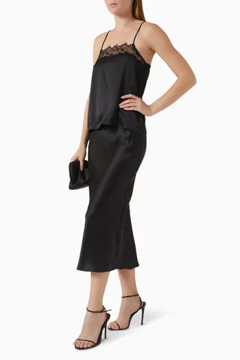 Miranda Bias-cut Midi Skirt in Silk