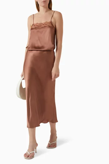 Miranda Bias-cut Midi Skirt in Silk