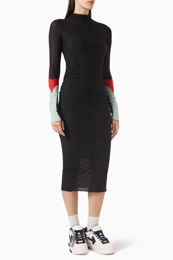 فستان بكشكش على الجانبين جيرسيه