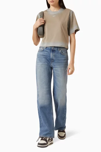 تي شيرت بتصميم قصير بطلاء بالبخاخ قطن