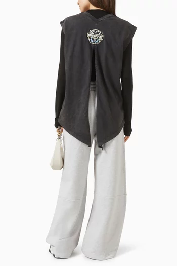 Butterfly-patch Back-slit T-shirt