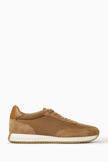 Running Sneakers in Suede & Mesh