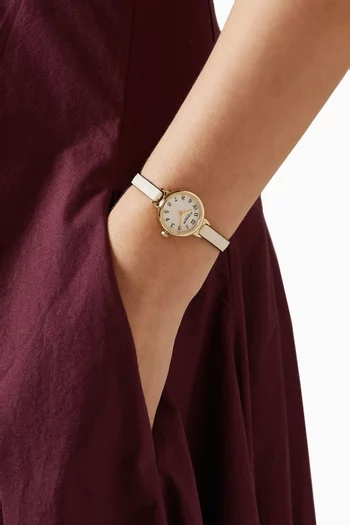 Iris Quartz Leather Watch, 22mm