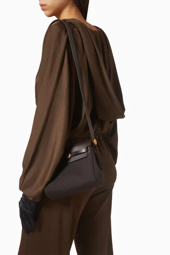 Unused Mini Herbag Ebene/Ebene in Toile Militaire & Vache Hunter Leather with Gold Hardware