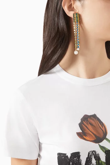 Crystal Drop Earrings in Gold-tone Brass