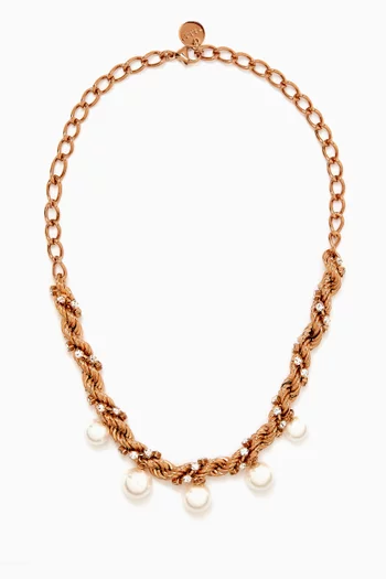 قلادة بدلايات من اللؤلؤ نحاس بلون ذهبي