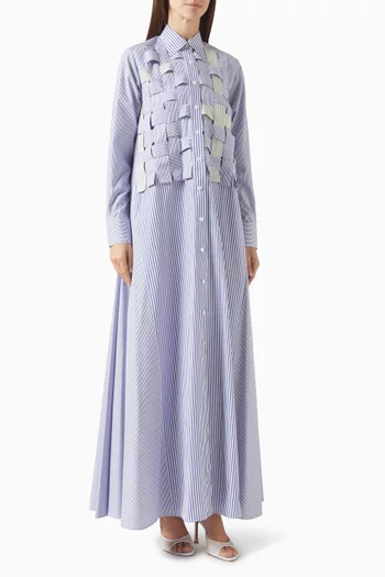 فستان بنمط قميص ومقسم لأجزاء كتان