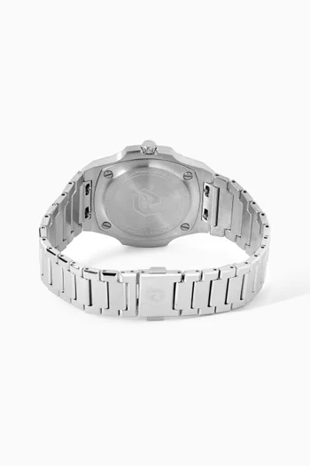 MS Matcha - Silver 316L Stainless Steel 38mm Case, Sapphire Crystal Anti-Scratch Glass, Steel Bracelet, WR 50M, Miyota Cal.GL20, Swiss Luminous Hands, Green Strap, Guilloche Dial, Arabic Markers:SILVER:One Size|219246064