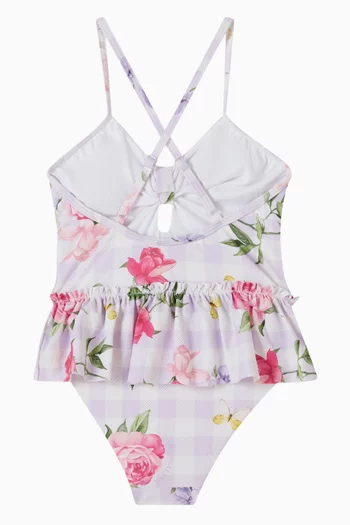 Floral Gingham One-piece Swimsuit