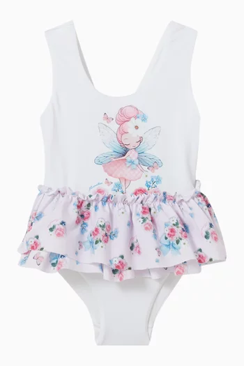 لباس سباحة بطبعة زهور وجنية