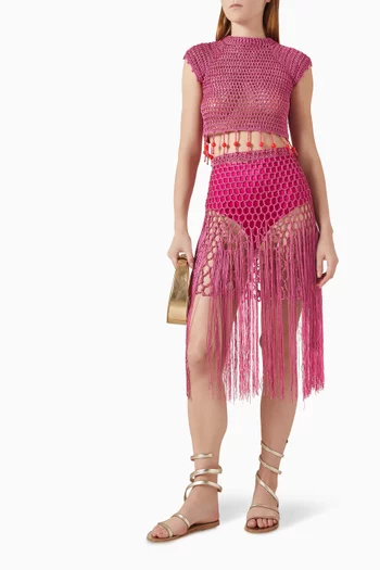 تنورة بالمار بنسيج شبكي شفاف