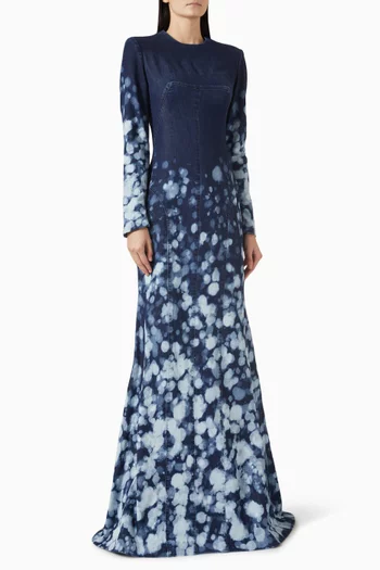 فستان بنقشة بلون باهت دينم