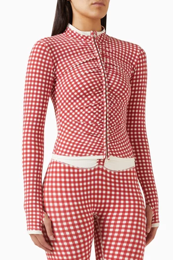 جاكيت لكس بالانس بكشكش وسحّاب قماش فري فورم