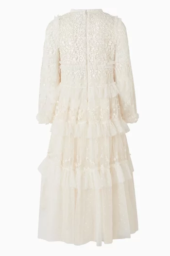 فستان بنقشة زهور دانتيل