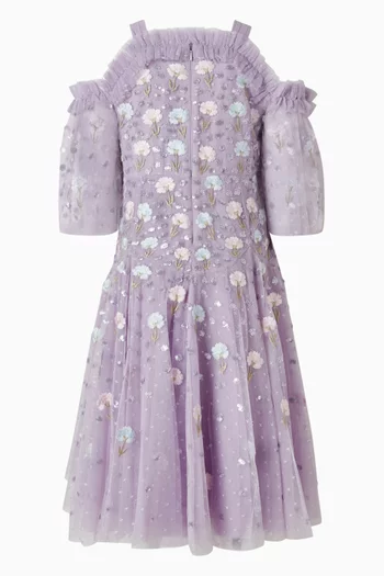 فستان بأكتاف مكشوفة ونقشة زهور طرشخقون