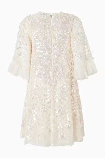 فستان تول مزين بالترتر