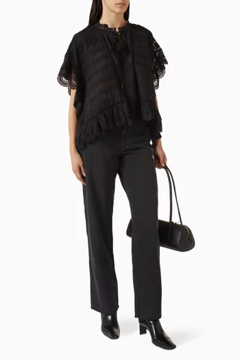 بنطال جينز جيني بقصة ساق مستقيمة دينم