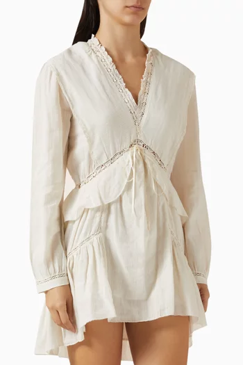 فستان داميا قصير بكشكش مزيج قطن