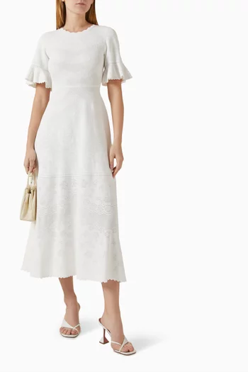 فستان سكالوب منسوج من دانتيل وبونتيل