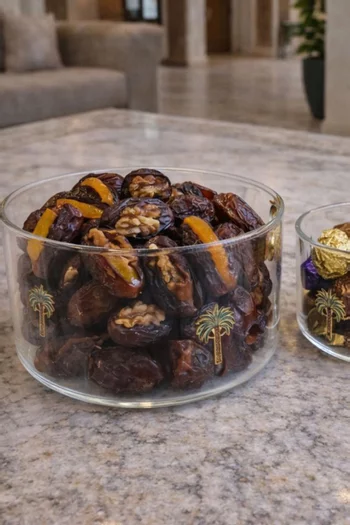 وعاء كبير بأجزاء بشكل أشجار نخيل