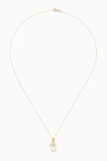 Crown Pearl & Diamond Necklace in 18kt Gold