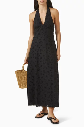 فستان سلمى بحمالات حول الرقبة قطن