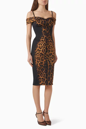 فستان بتصميم مشد بأكتاف مكشوفة مزيج رايون