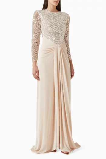 Sequin-embellished Drape Dress