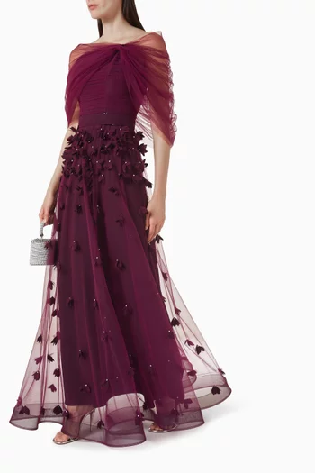 Appliqué Gown in Tulle
