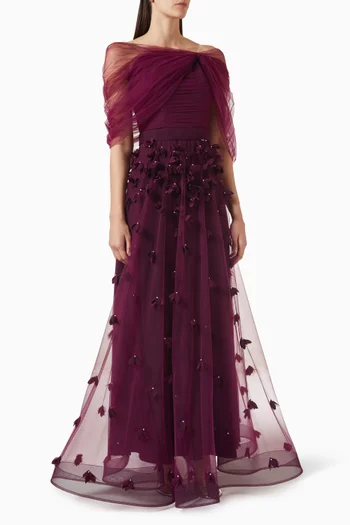 Appliqué Gown in Tulle
