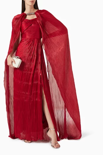 Embellished Cape Gown