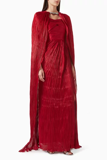 Embellished Cape Gown