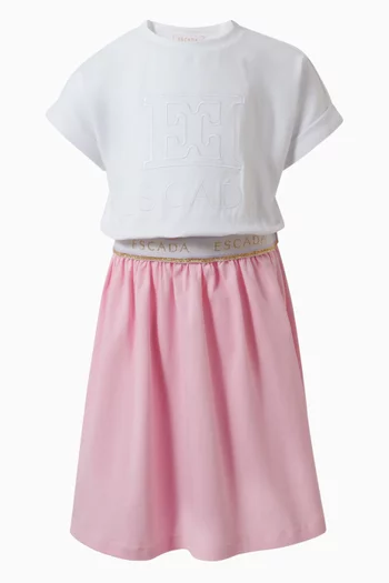 Logo-embroidered Dress in Cotton