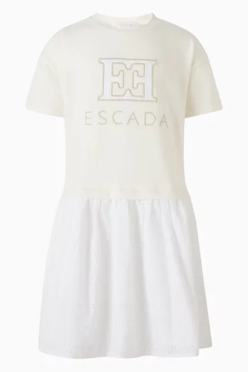 Broderie Anglaise T-shirt Dress in Cotton