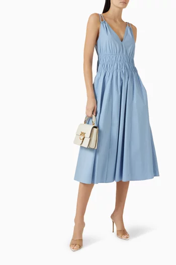 Sleeveless Midi Dress in Cotton Poplin
