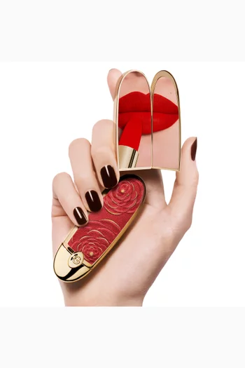 علبة أحمر شفاه روج جي بمرآة مزدوجة درجة ريد روز