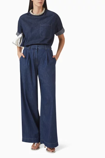 Ex T with Crystal Collar T-shirt in Japanese Denim