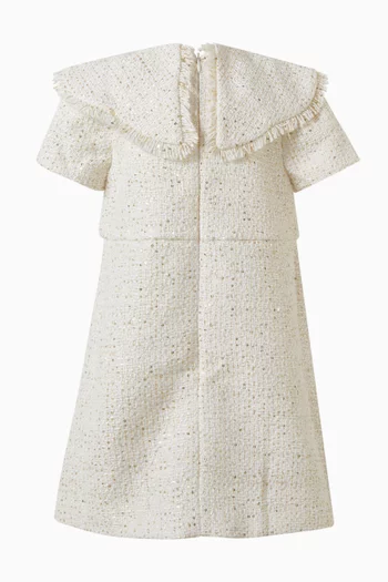 فستان مزين بشرّابات تويد